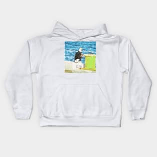 Bald Eagle sitting On Pier In Cape Canaveral, FL Kids Hoodie